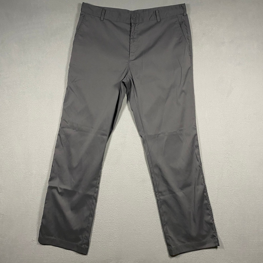 Nike Golf Pants Mens 36x32 Grey Dri-FIT Flat Front Trousers 472532-021